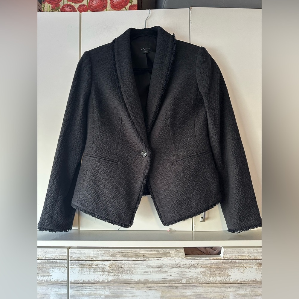 🖤 Ann Taylor Factory Black Textured Tweed Blazer Jacket Size 0